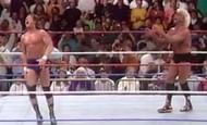 Piper and Flair by themselves during the 1992 Royal Rumble